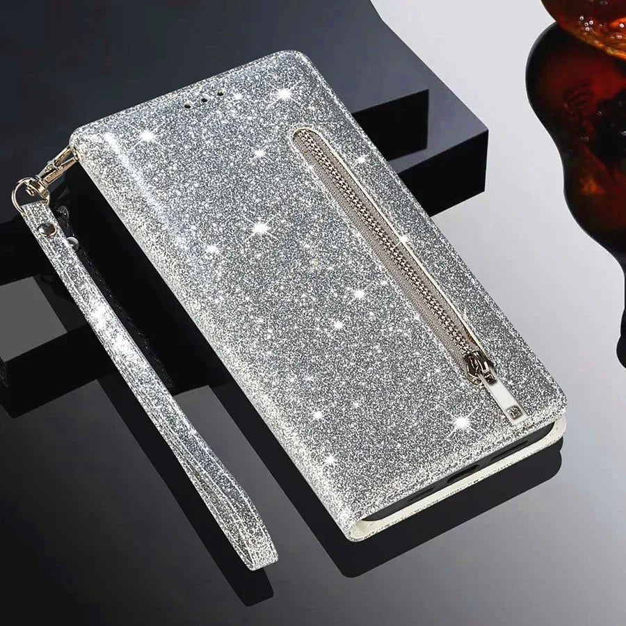 Zipper Shiny Leather iPhone Case - Viexta