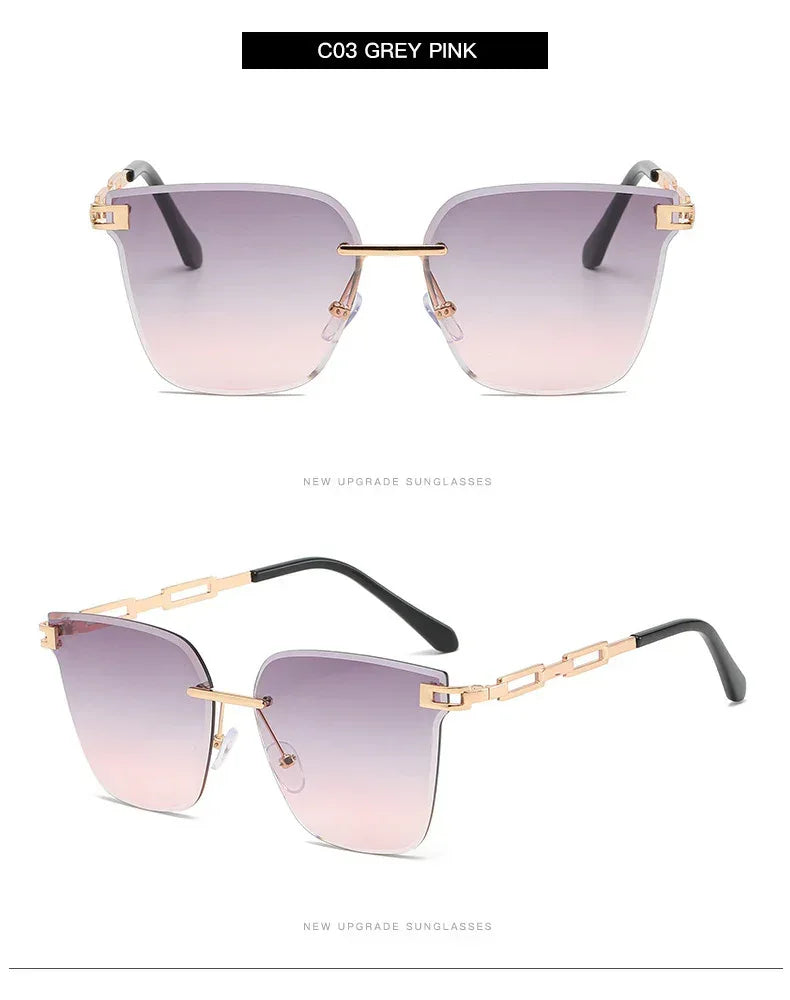 Frameless Trimming Metal Hollow Gradient Sunglasses - Viexta