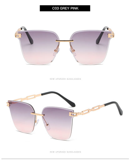 Frameless Trimming Metal Hollow Gradient Sunglasses