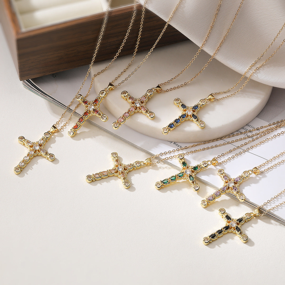 affordable-luxuryplated-real-gold-zircon-cross-pendant-necklace