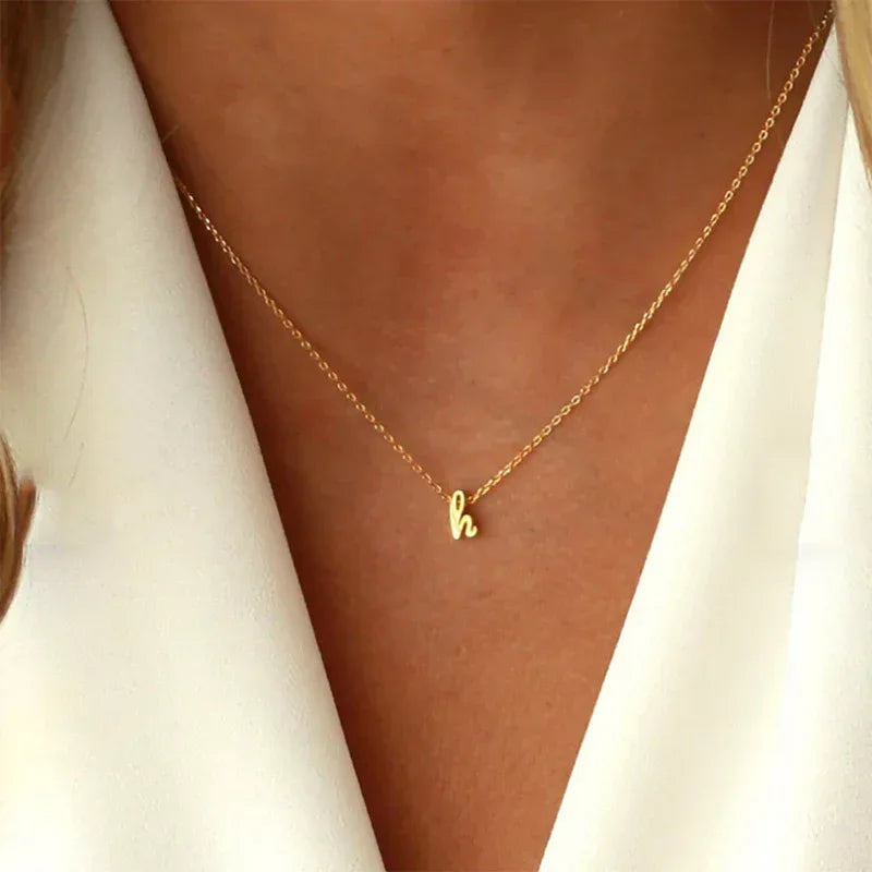 Small Letter Hollow Stainless Necklace - Viexta