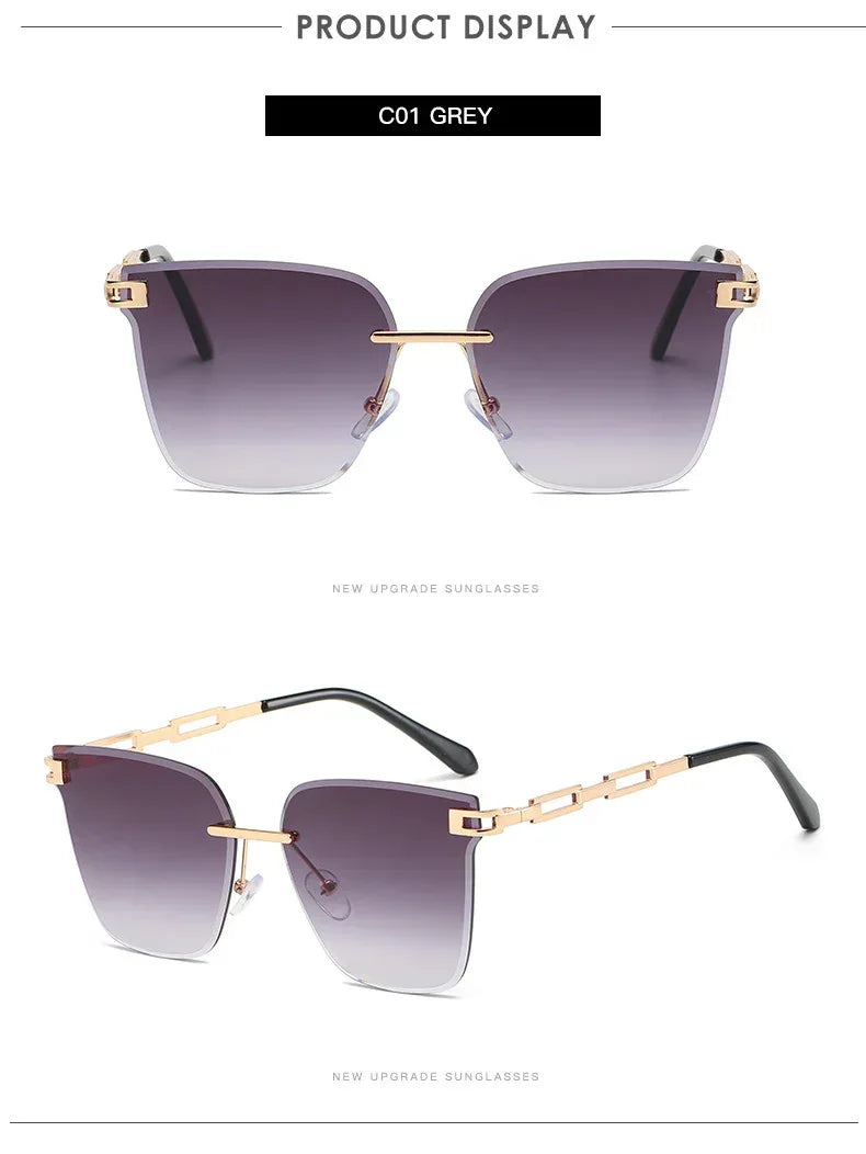 Frameless Trimming Metal Hollow Gradient Sunglasses - Viexta