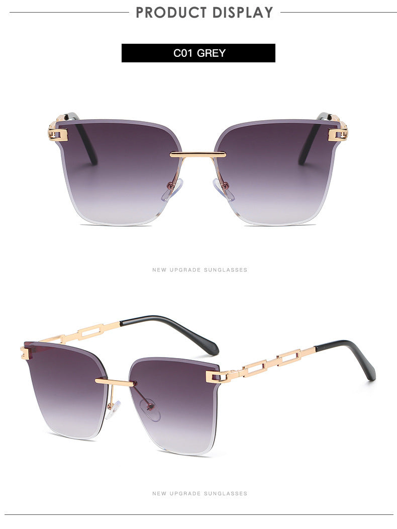 Frameless Trimming Metal Hollow Gradient Sunglasses