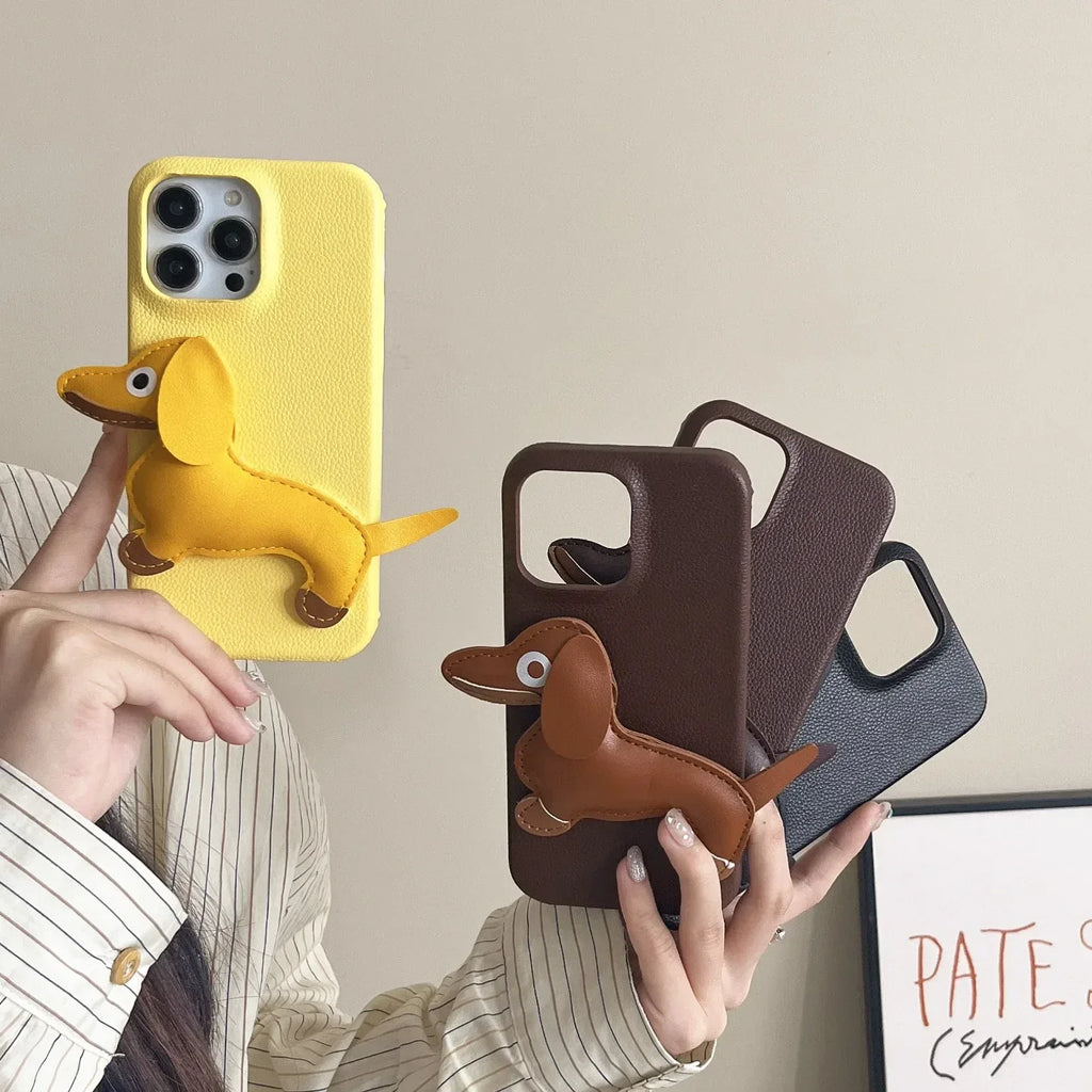 three-dimensional-leather-sausage-dog-iphone-case - Viexta