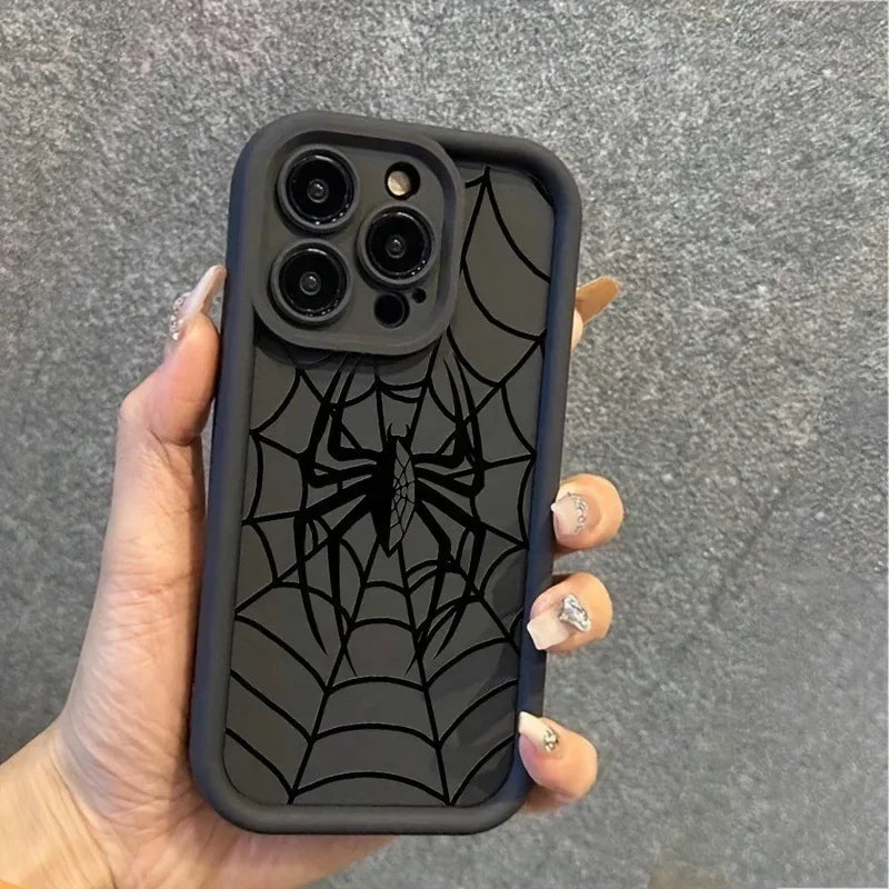 Black Spider Web Phone Case Silicone All-inclusive Drop-resistant - Viexta