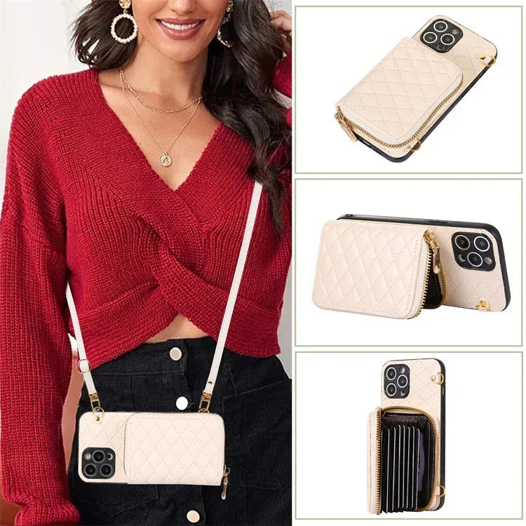 litchi-pattern-card-holder-iphone-case - Viexta