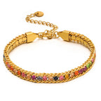 Zircon-studded Chain Pearl Bracelet
