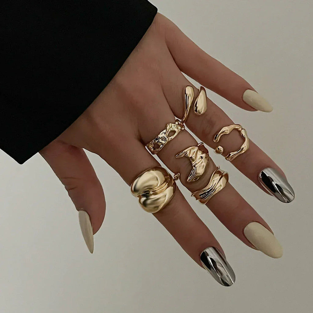 ins-style-irregular-glossy-ring-set - Viexta