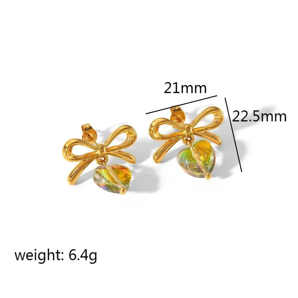 titanium-steel-bowknot-heart-shape-earrings - Viexta