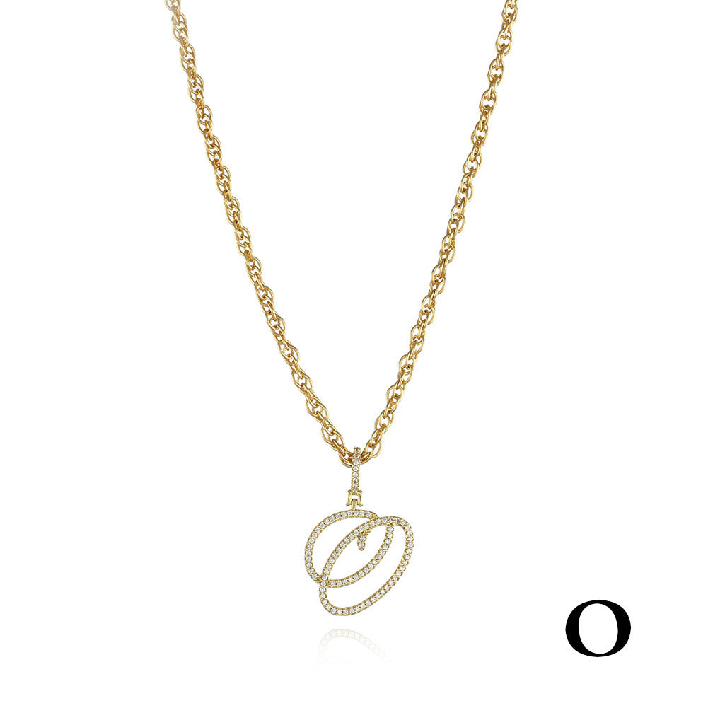 26 Letter Zircon 18k Gold Necklace
