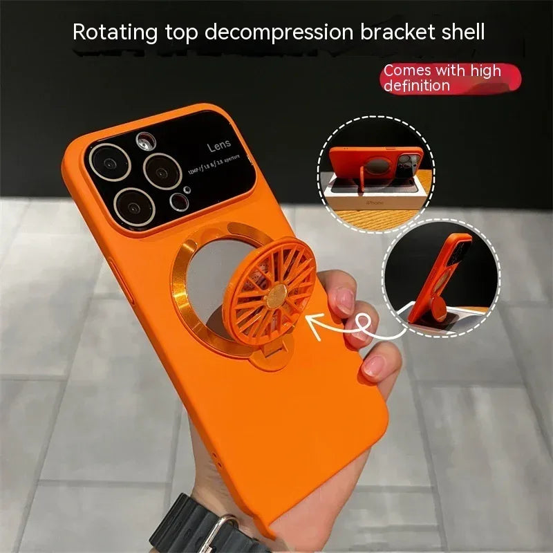 Rotating Gyro Decompression Bracket Large Window iPhone Case - Viexta