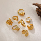 irregular-titanium-steel-ring-with-water-droplet-knot-opening - Viexta