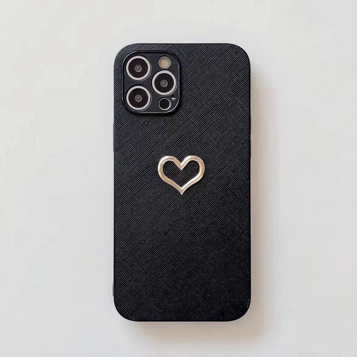 Bronzing Heart Leather iPhone Case