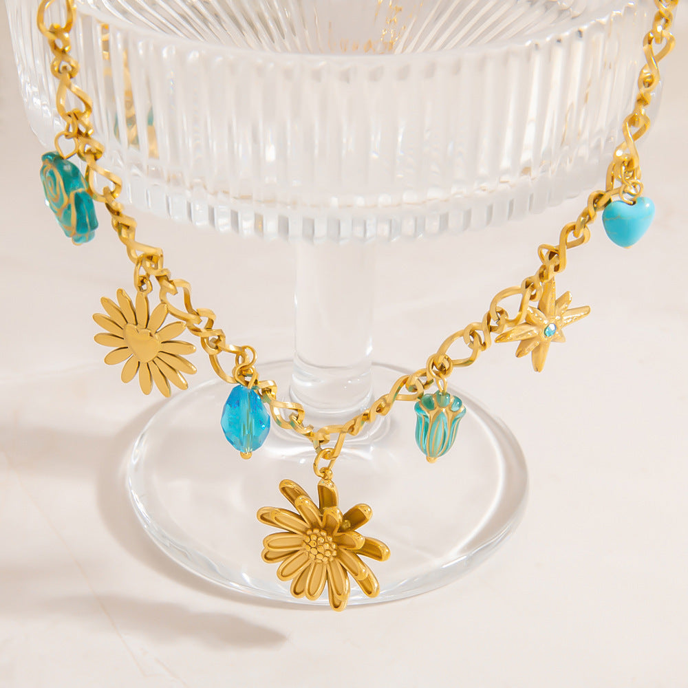 Double-layer Twin Titanium Steel Pendant Clavicle Chain