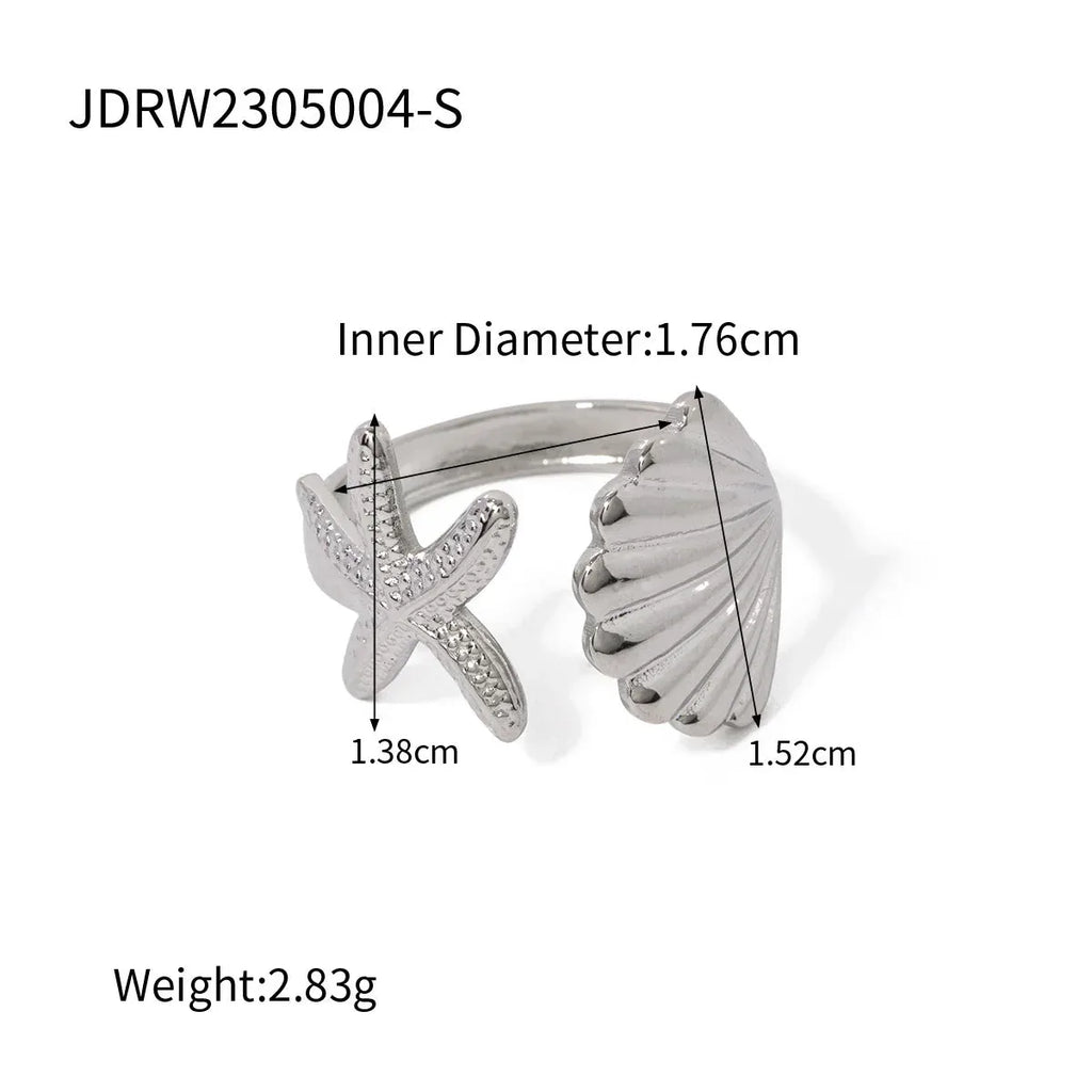 ocean-stainless-steel-starfish-ring - Viexta