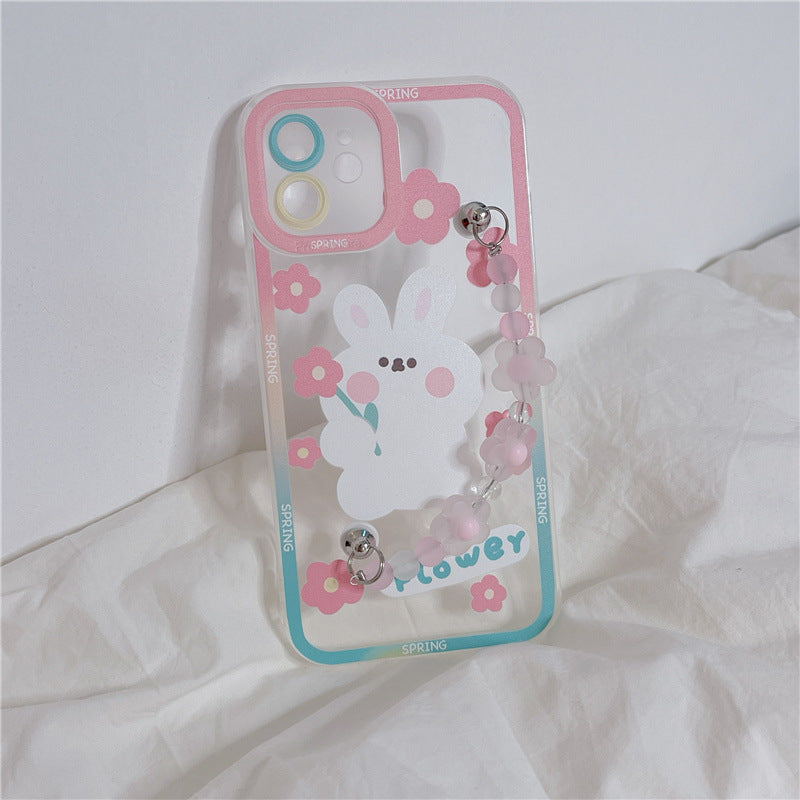 Flower Rabbit Chain Transparent iPhone Case