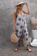 Flowers Print Suspender Jumpsuit - Viexta