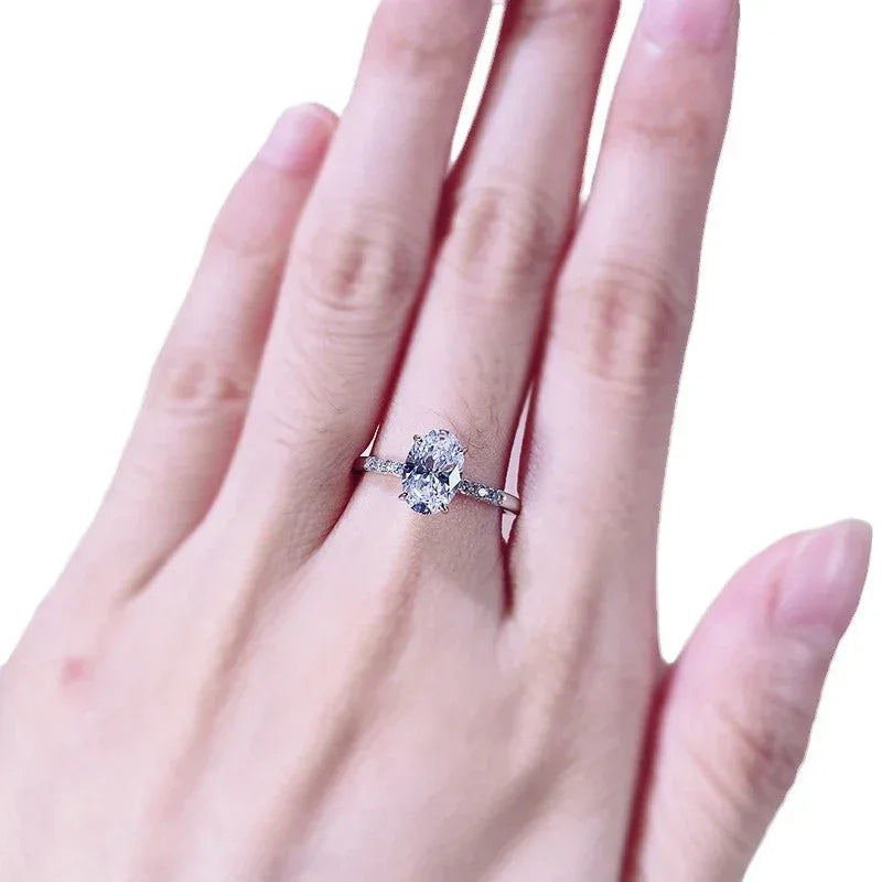S925 Sterling Silver Minimalist Big Diamond Ring - Viexta