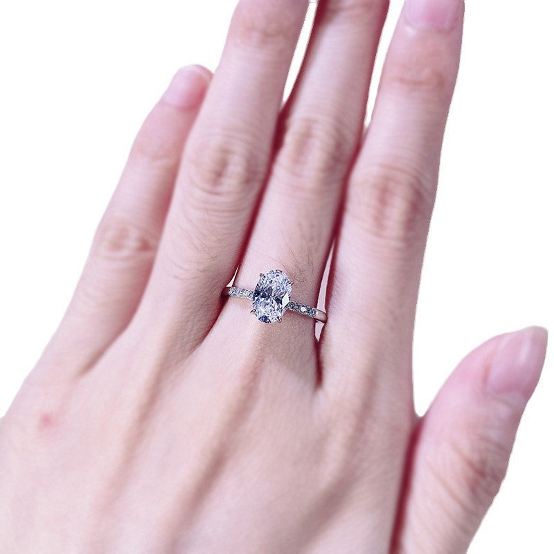 S925 Sterling Silver Minimalist Big Diamond Ring