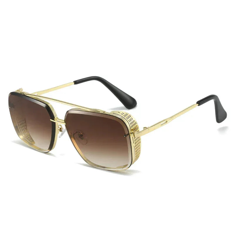 Gradient A Wire Fence Edge Retro Sunglasses - Viexta