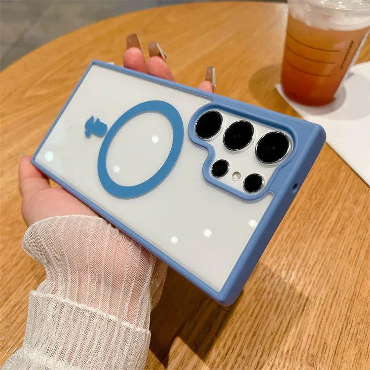 Acrylic Magnetic Suction Macaron Silicone Samsung case - Viexta