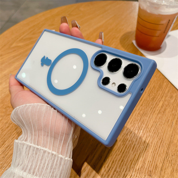 Acrylic Magnetic Suction Macaron Silicone Samsung case