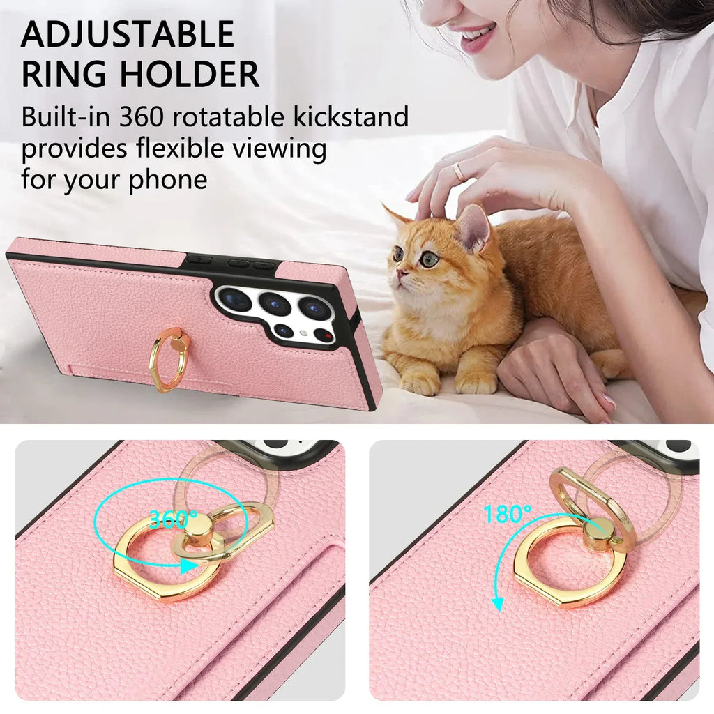 litchi-pattern-fastened-ring-samsung-case - Viexta