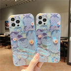 Oil Painting Purple And Blue Daisy Flower iPhone Case - Viexta