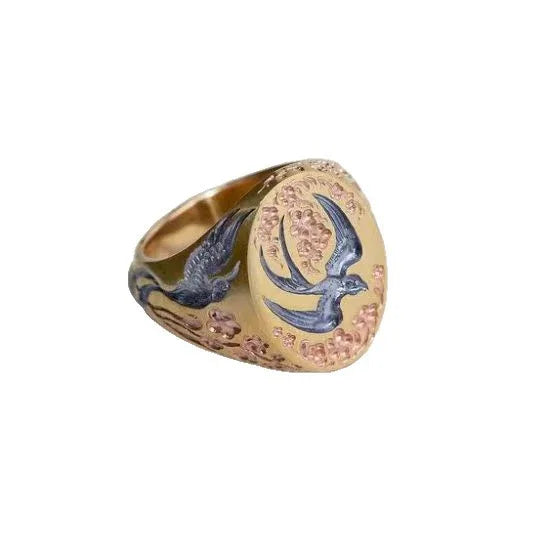 Exaggerated Retro Floral Ring