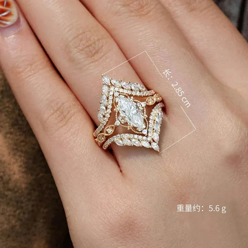 Crown Horse Eye Diamond Ring - Viexta