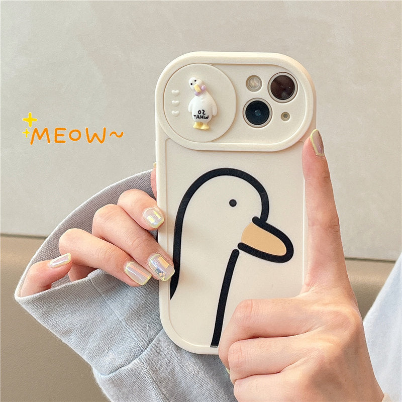 Duck Pattern Sliding Window Silicone Mobile iPhone Case