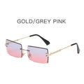 Fashion Frameless Trimmed Square Gradient Sunglasses - Viexta