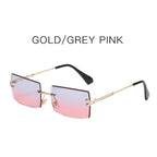 Fashion Frameless Trimmed Square Gradient Sunglasses