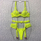 embroidery-fluorescent-green-lingerie-set - Viexta