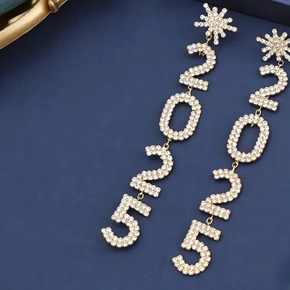 Rhinestone Snowflake Long Pendant Earrings - Viexta