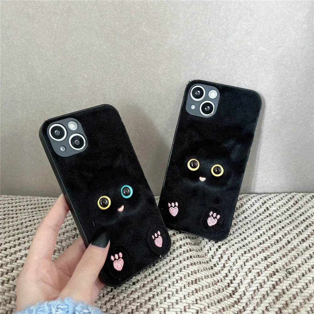 plush-three-dimensional-cat-eyes-iphone-case - Viexta