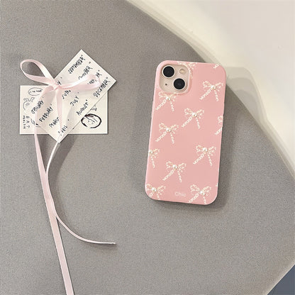 Girl Pearl Bow Stereo iPhone Case