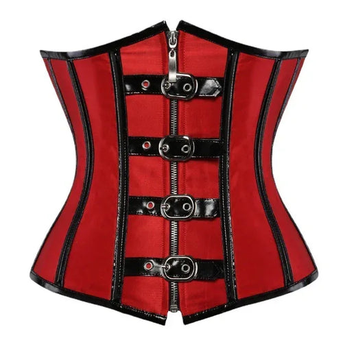 Belt Buckle Corset Red Shapewear For Women - Viexta