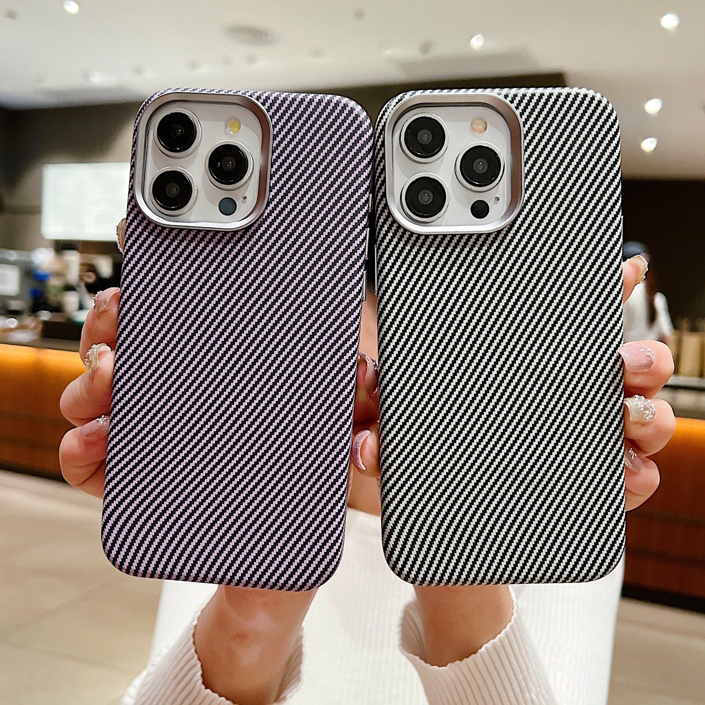 Carbon Fiber Grain Magnetic Leather iPhone Case