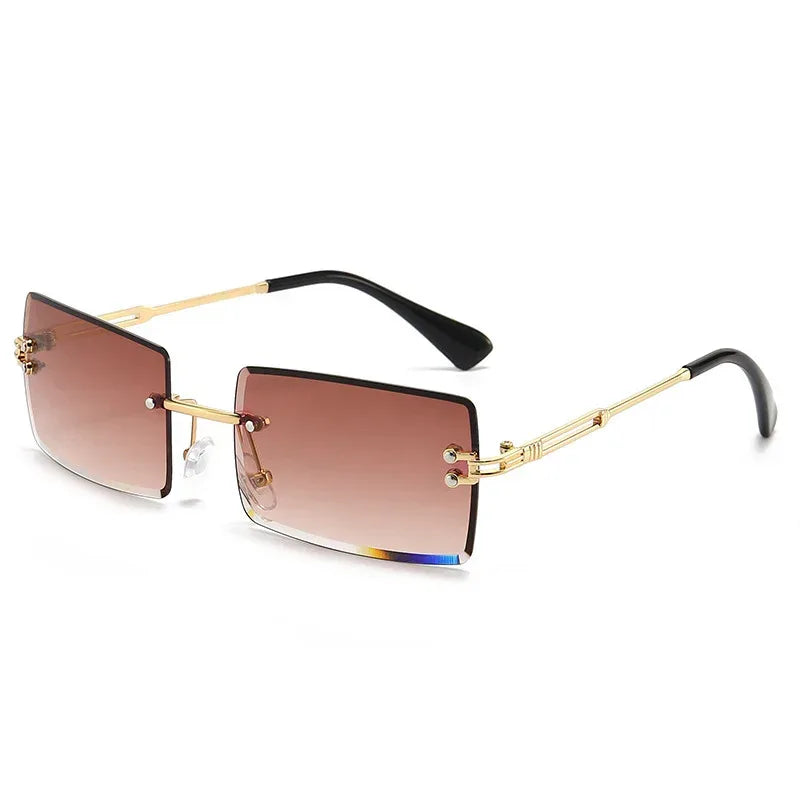 Women's Fashionable Rimless Cut Edge Gradient Sunglasses - Viexta