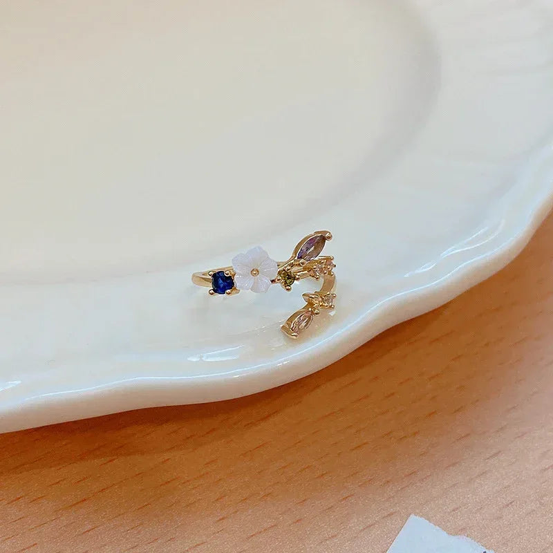 Micro Set Crystal Zircon Pearl Ring - Viexta