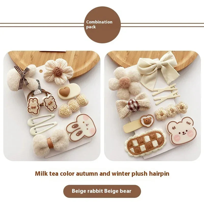 Korean Milk Tea Color Plush Hairpin - Viexta