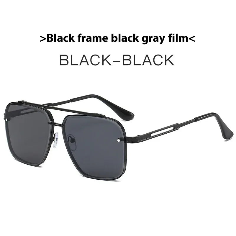 Double Beam Trimmed Metal Sunglasses - Viexta