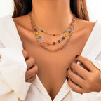 Colorful Gravel Ethnic Pendant Tassel Necklace - Viexta