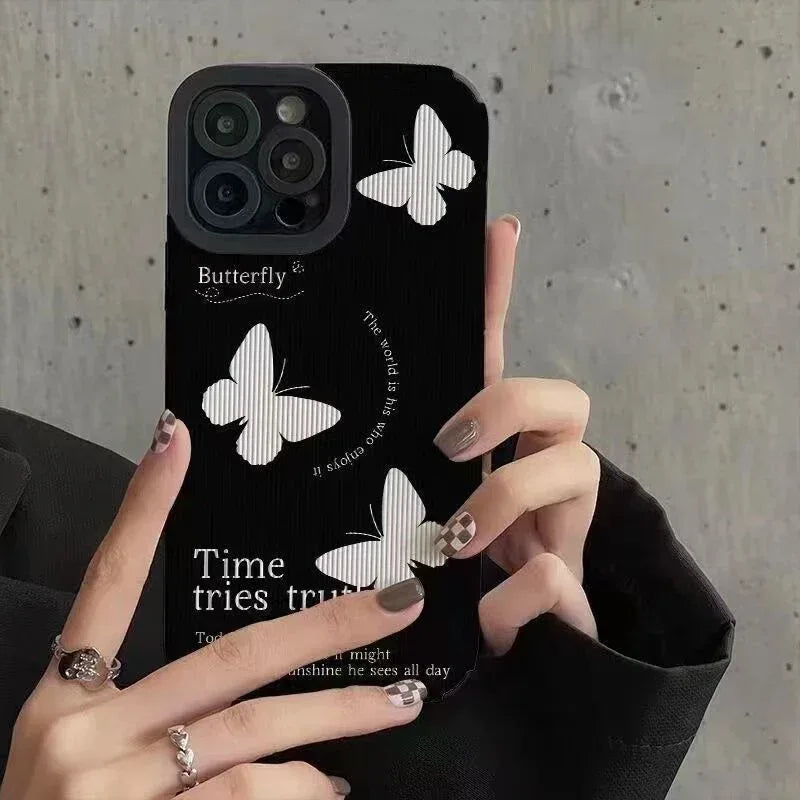 premium-black-and-white-butterfly-iphone-case - Viexta