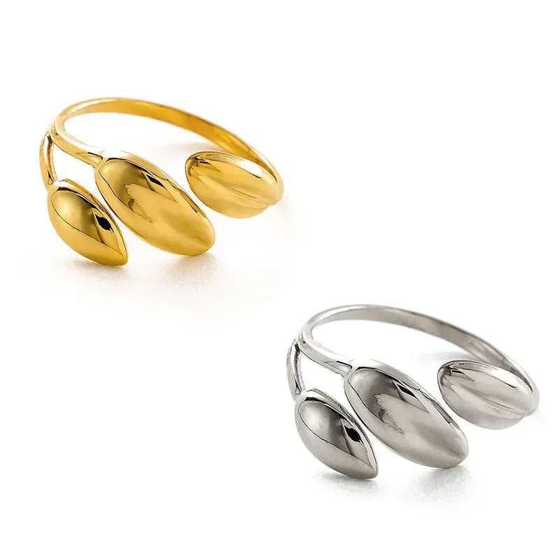 adjustable-titanium-steel-three-leaf-ring - Viexta