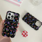 Retro Cherry Small Floral Plaid iPhone Case - Viexta