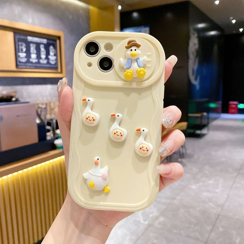sliding-window-cartoon-three-dimensional-duck-iphone-cover - Viexta