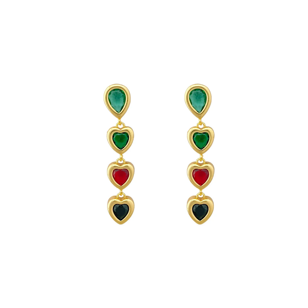 Exquisite Heart Pendant Tassel Ear Clips Luxury Earrings - Viexta
