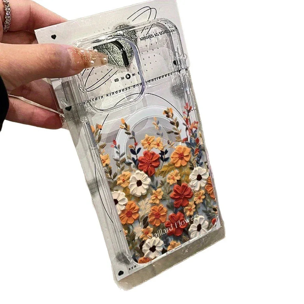 Magnetic Transparent Floral iPhone Case - Viexta